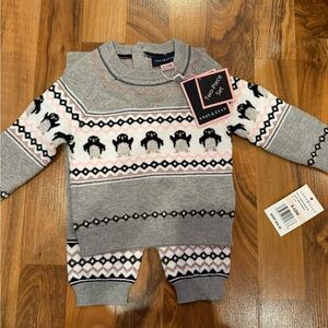 Andy and Evan 2 piece fair isle penguin sweater set size 9-12 months‎